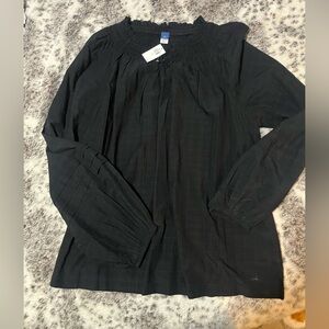 Old Navy Black Smocked Blouse